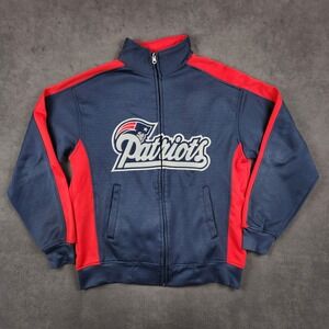 New England Patriots Track Jacket Mens MT Blue Red Full Zip Embroidered‎